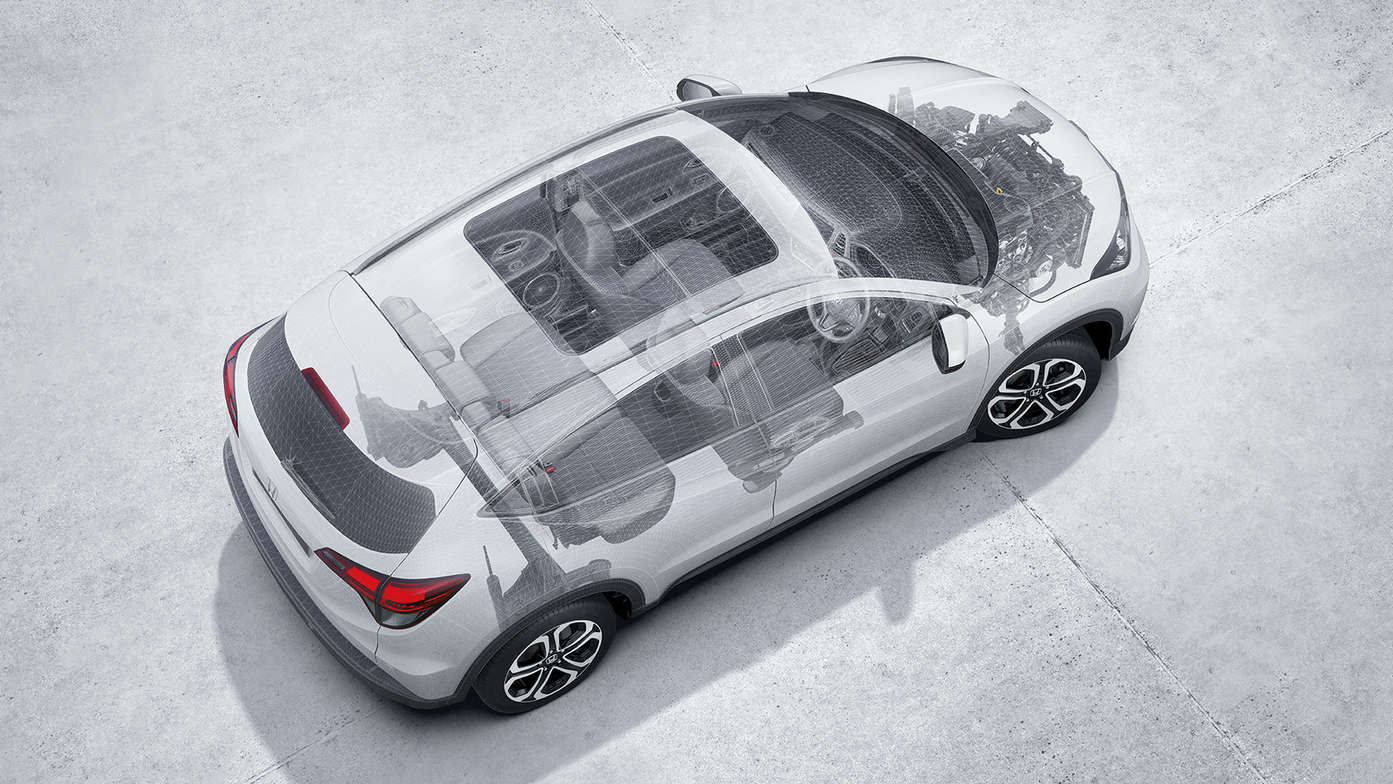 Rear three quarter shot of Civic and iphone with map