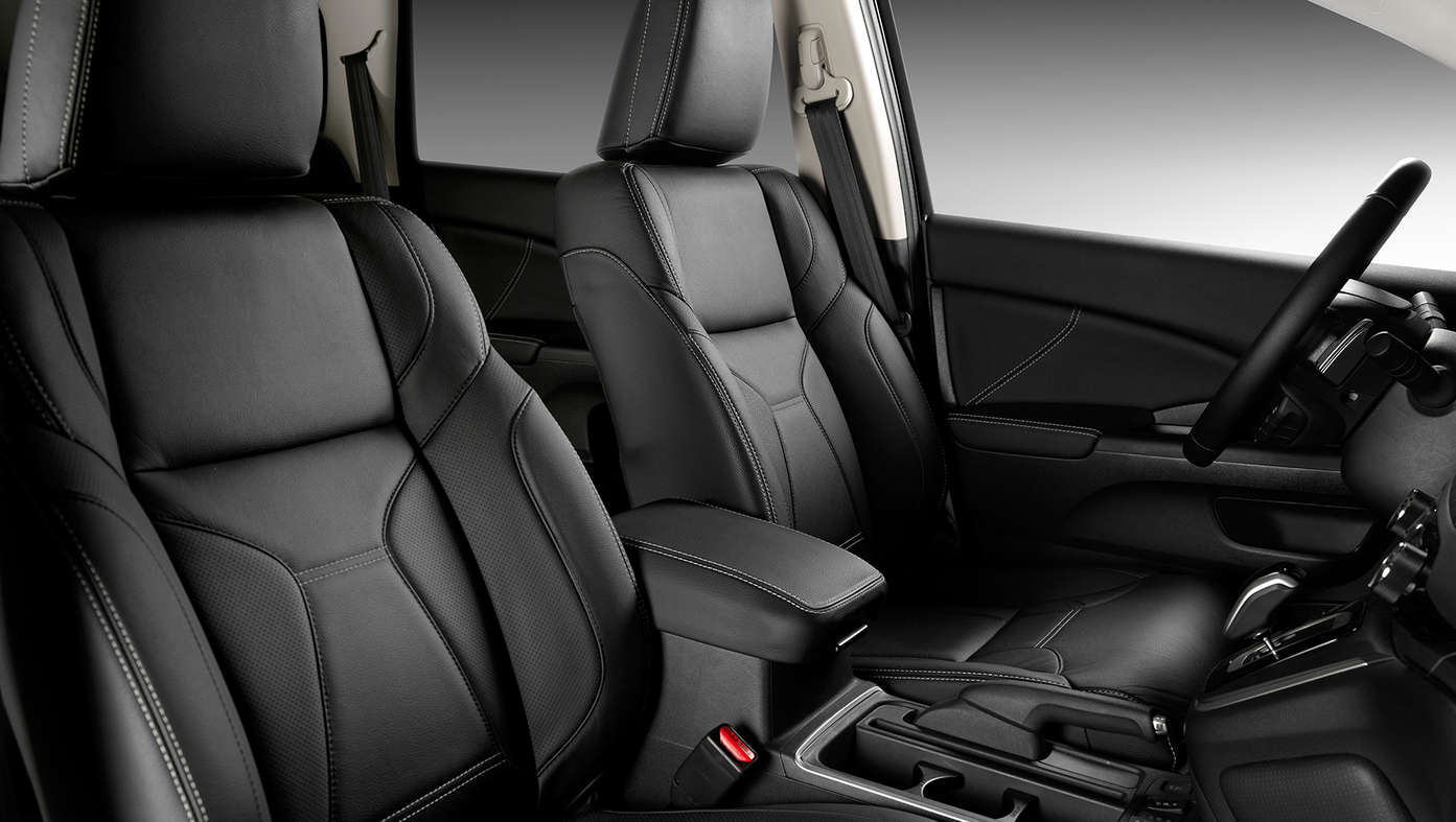 shot of interior in black leather