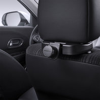 Back of car seat with tablet holder