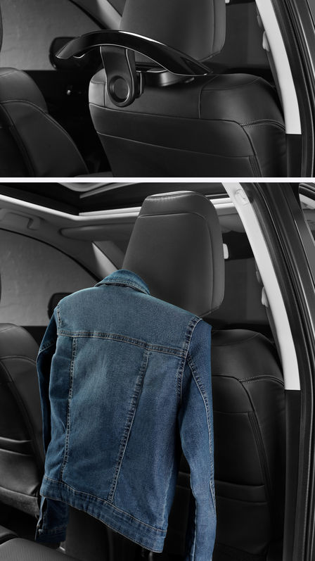 Coat hanger on back of car seat