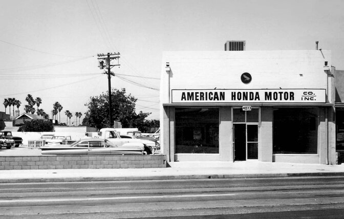 A heritage shot of the The Honda Motor Co. in Los Angeles.