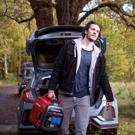 Portable being used by model.