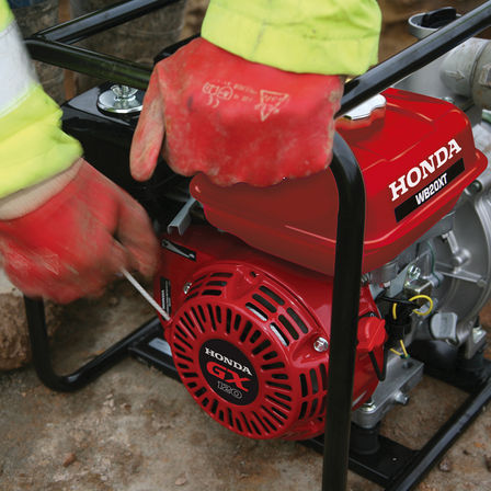 Close up of water pump frame.