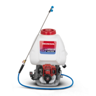 Front facing backpack sprayer.