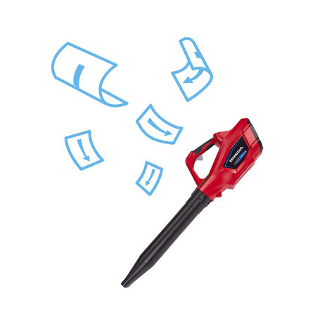 Honda cordless leafblower with brochure illustration.