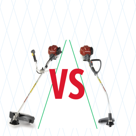 2x brushcutters with compare illustration.