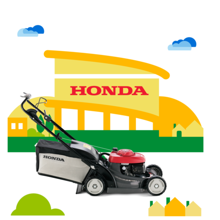 Honda lawnmower, side view, right facing.