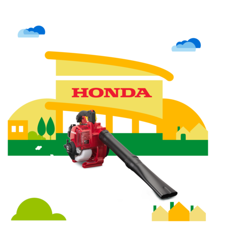 Side view, right facing leafblower with dealer illustration.