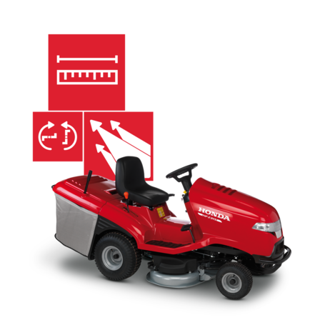 Front-three quarter, right facing ride-on, specification illustration.