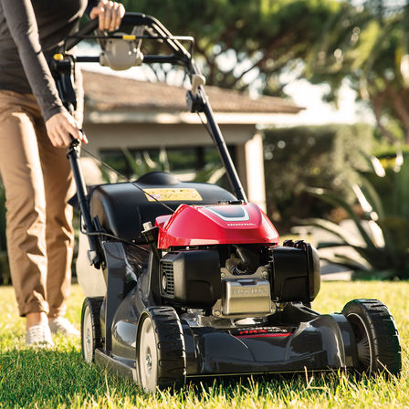 Models foot in garden location.