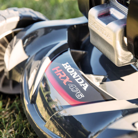 Side facing close up of Honda HRX logo.