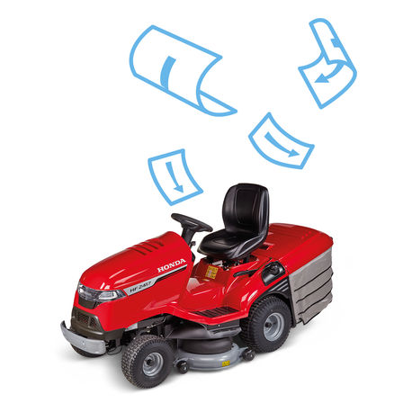 Front-three quarter ride-on, left facing, brochure illustration.