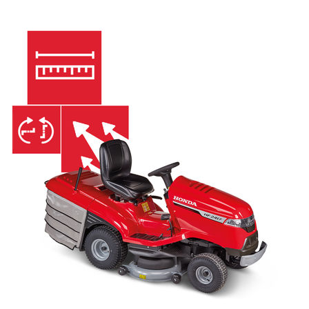 Front-three quarter, right facing ride-on, specification illustration.