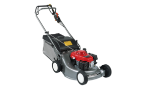 Honda lawnmower, front three quarter, right facing.