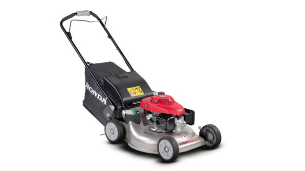 Honda lawnmower, front three quarter, right facing.