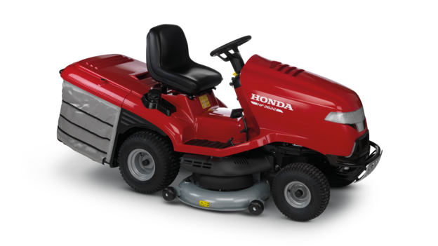 Premium lawn tractor, front three-quarter, right facing.