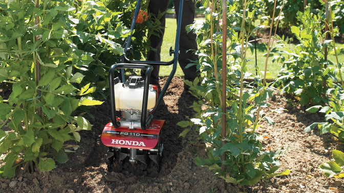 Honda microtillers, on location.
