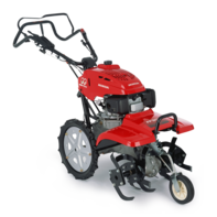 Front three-quarter, right facing Rotary tiller.