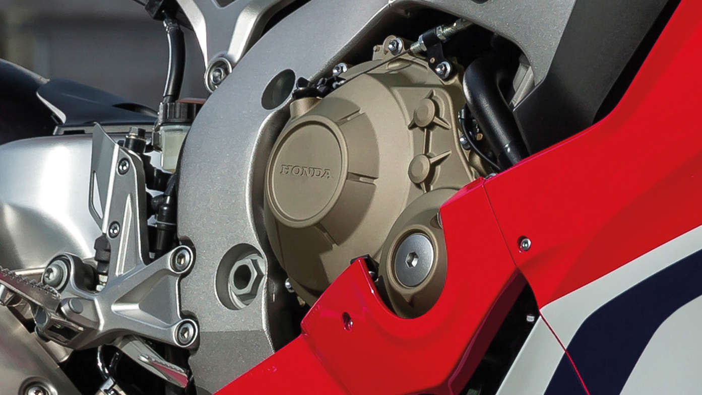 Close up of Honda Fireblade of engine brake control.