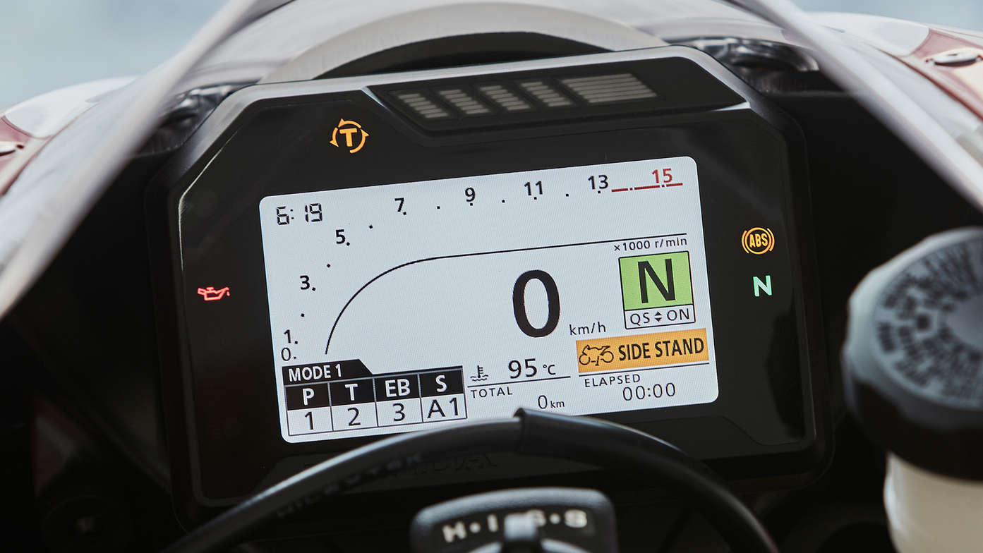 Close up shot of Honda Fireblade power selector.