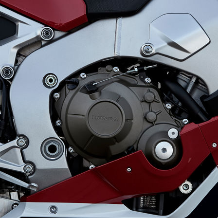 Close up shot of Honda Fireblade gears.