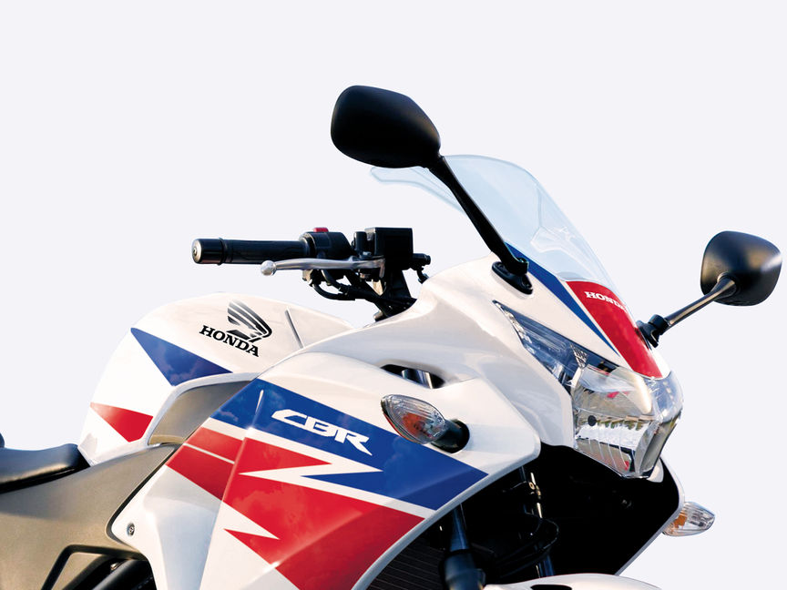 Front three-quarter CBR250R.