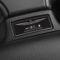 Close-up of 40th Anniversary badge.