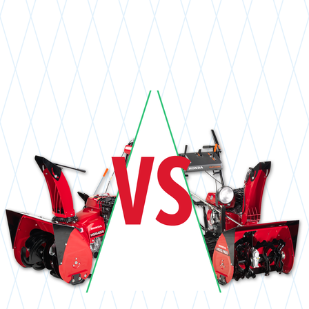 2x Honda snowthrowers with compare illustration.
