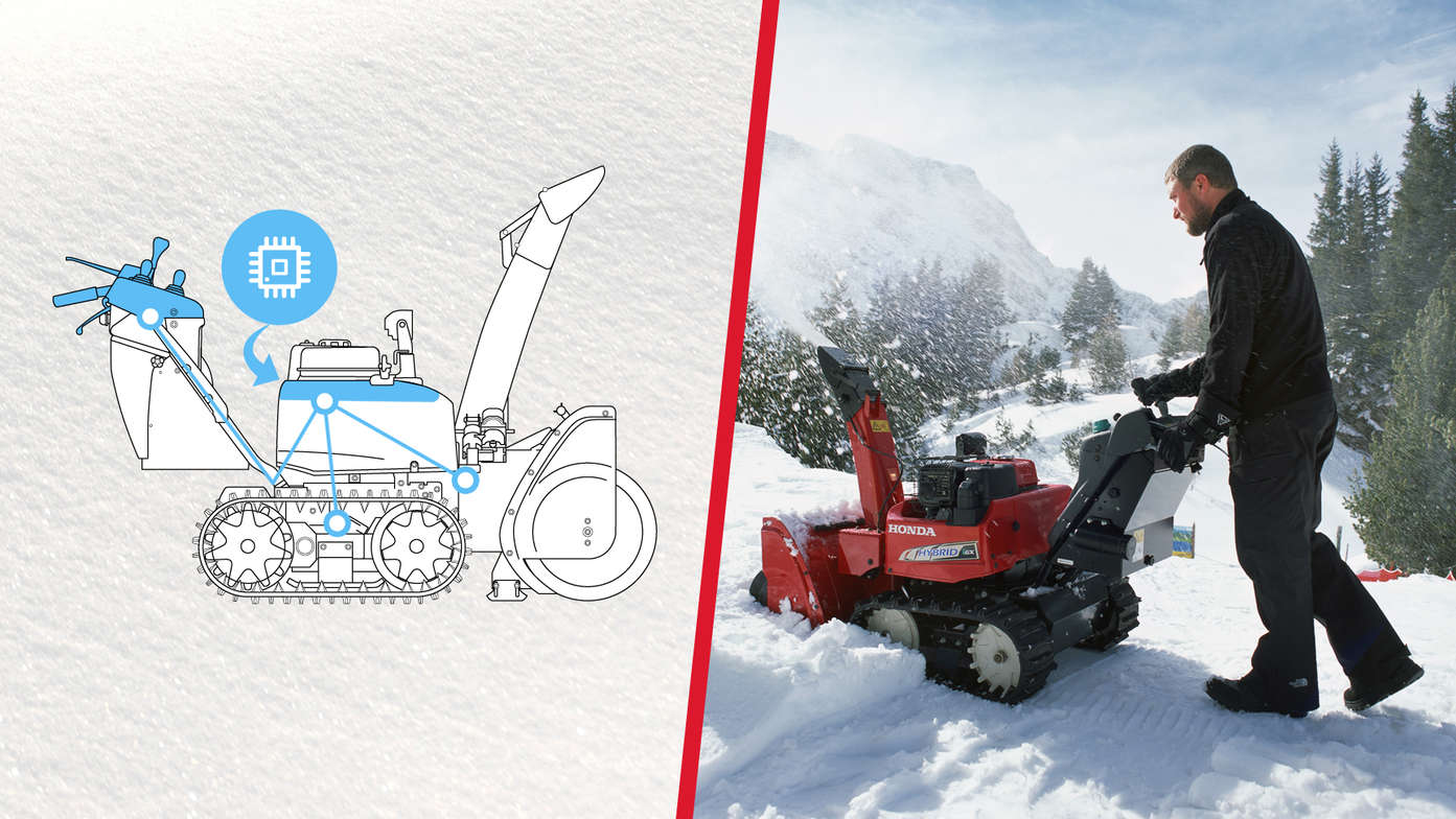 Left: Illustration of Hybrid, focusing on diagnostic system. Right: Hybrid being used by model, mountain location.